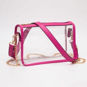 Pink Clear Transparent Crossbody Bag Purse Rectangle Casual Womens Accessory